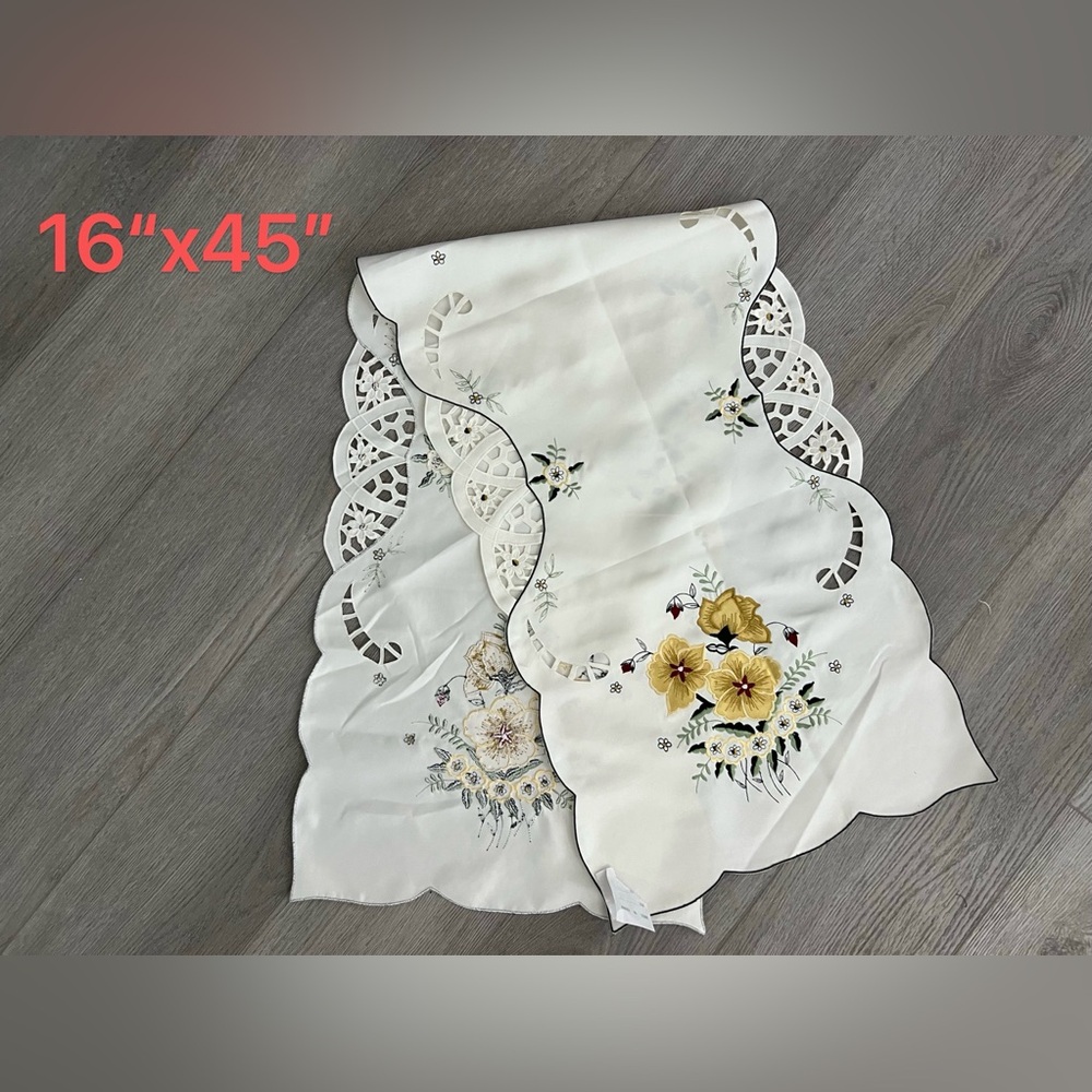 Floral Embroidered Table Runner